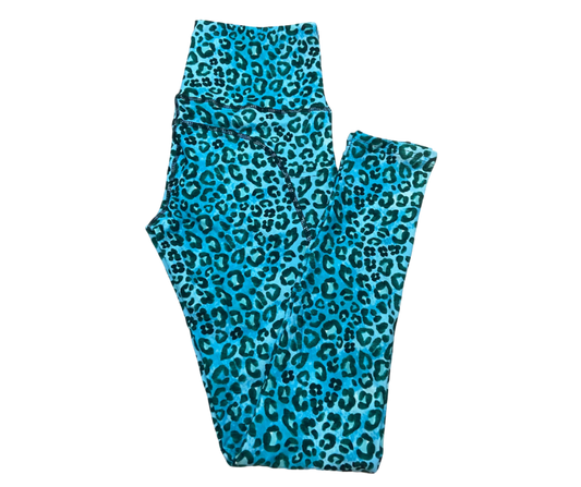 Blue Leopard Full Length Thigh Pocket Leggings