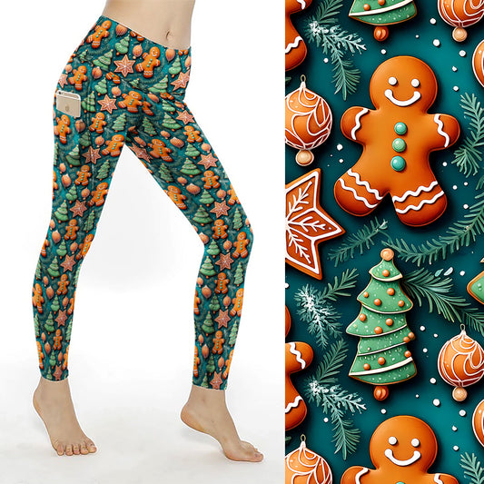 Preorder Gingerbread Forest full length thigh pocket leggings. Ends 31st October, available early to mid December