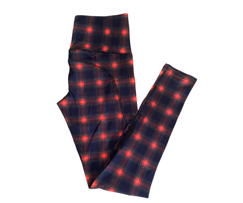 Red Tartan Full Length Thigh Pocket Leggings