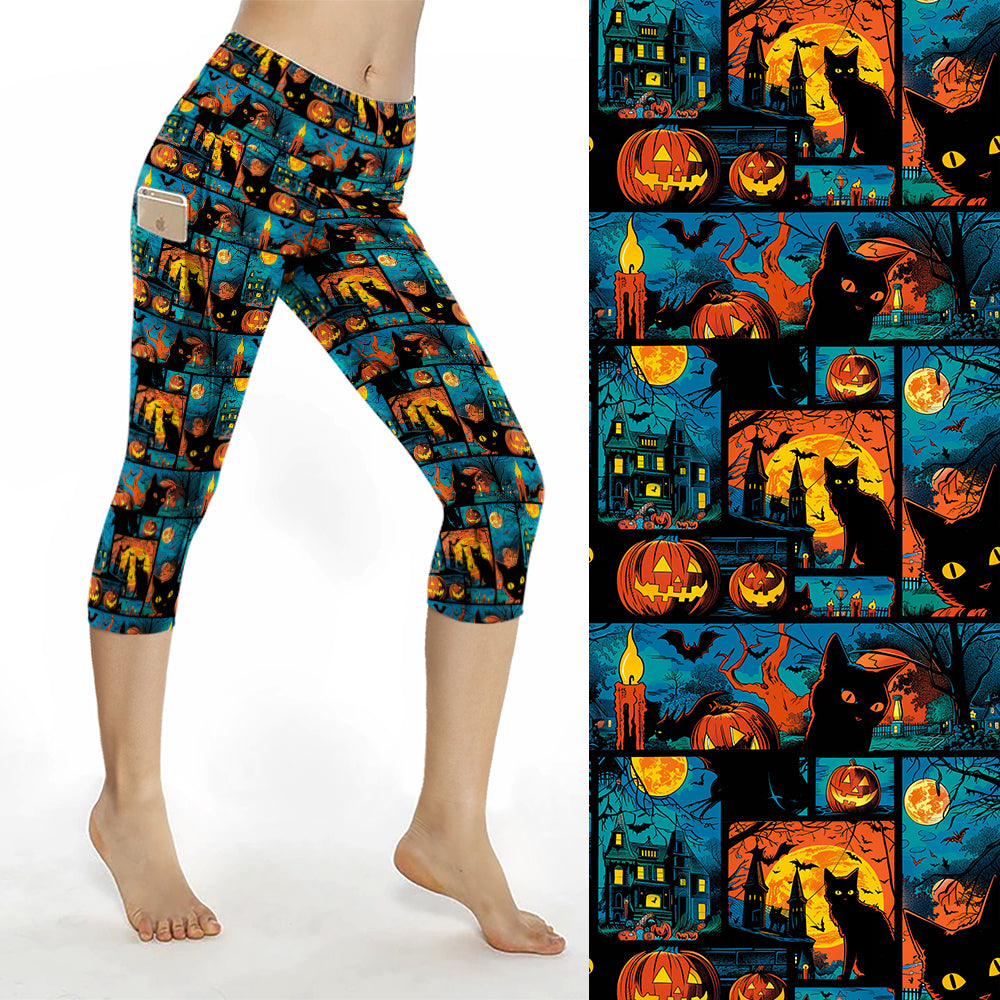 Preorder Halloween thigh pocket Capri leggings, ends 25th August, available early October