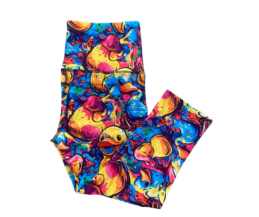 Graffiti Duck thigh pocket Capri leggings