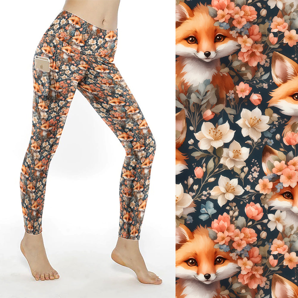 Preorder Floral Fox full length thigh pocket leggings. Ends 30th September available early to mid November