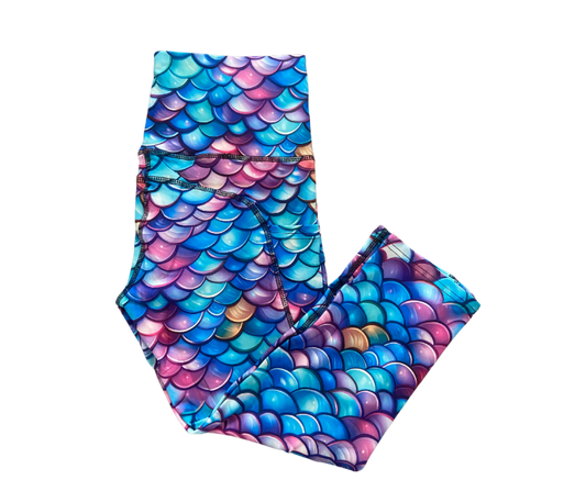 Mer Scales thigh pocket Capri leggings