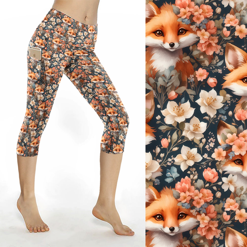 Preorder Floral Fox thigh pocket Capri leggings. Ends 30th September , available early to mid November