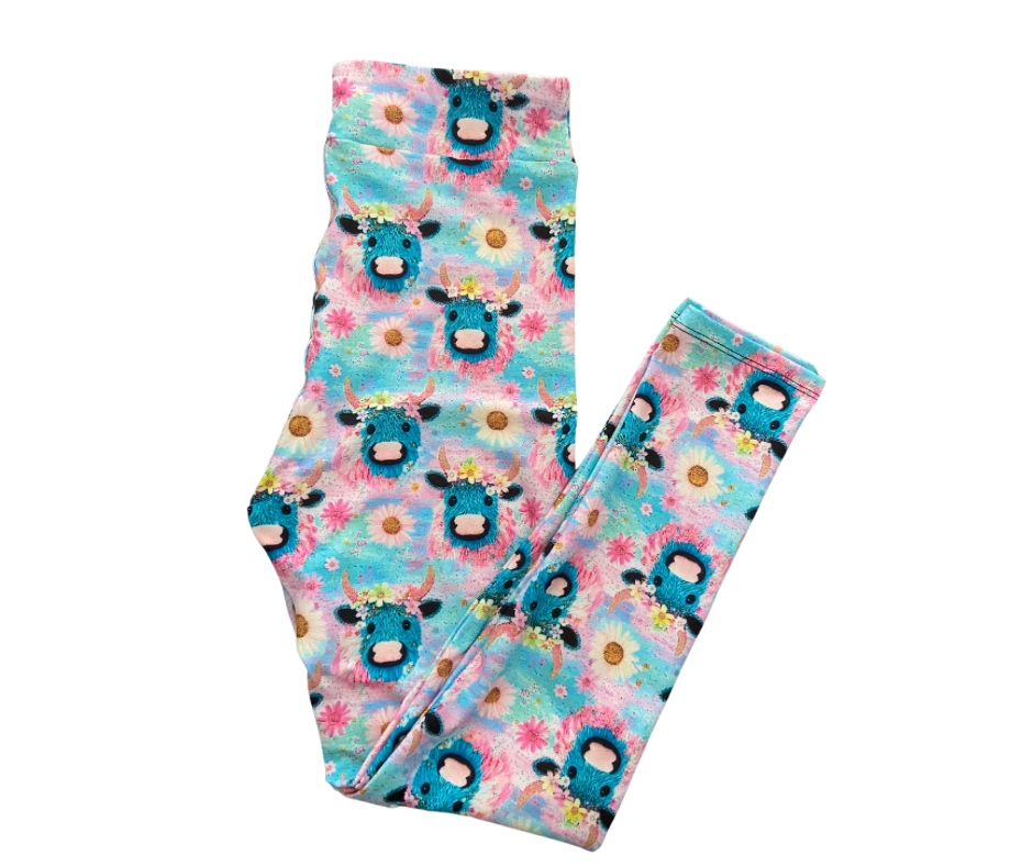 Kids Highland Cow full length leggings