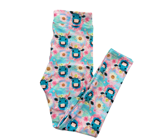 Kids Highland Cow full length leggings