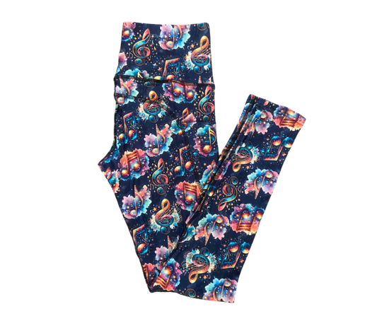 Musical Notes full length thigh pocket leggings