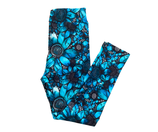 Kids Indigo Flowers full length leggings