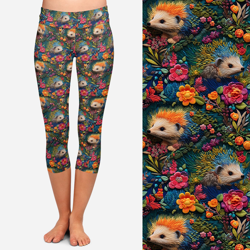 Preorder Autumn Hedgehog Capri leggings, ends 25th August, available early October