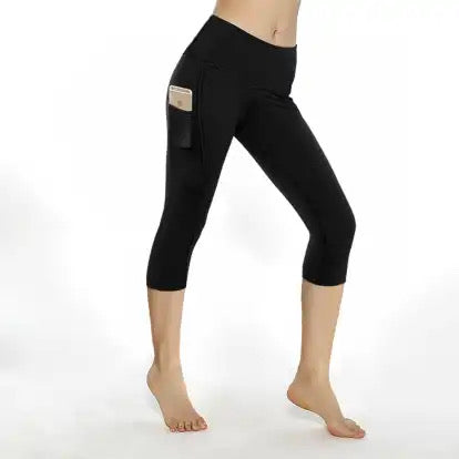 Preorder Plain Black Thigh Pocket Capri Leggings. Ends 30th June, available early to mid August