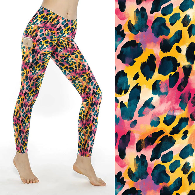Preorder Sunset Safari thigh pocket full length leggings. Ends 31st October, available early to mid December