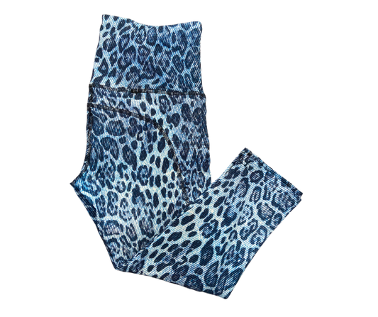 Denim Leopard thigh pocket Capri leggings