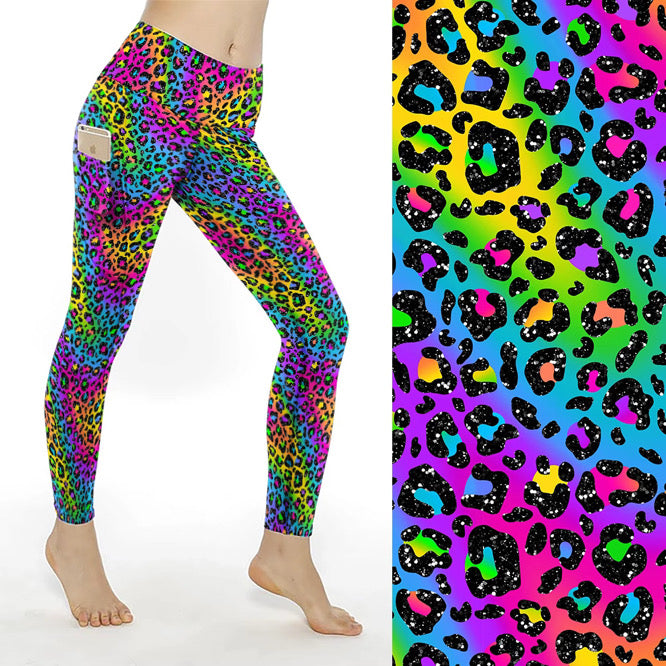 Preorder Rainbow Roar thigh pocket full length leggings. Ends 31st October, available early to mid December