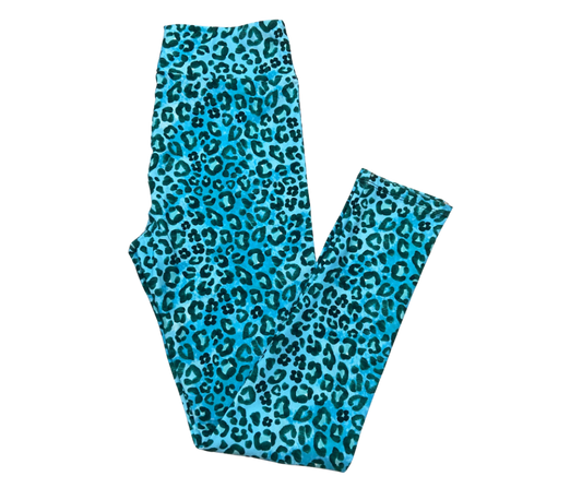 Blue Leopard Full Length Leggings