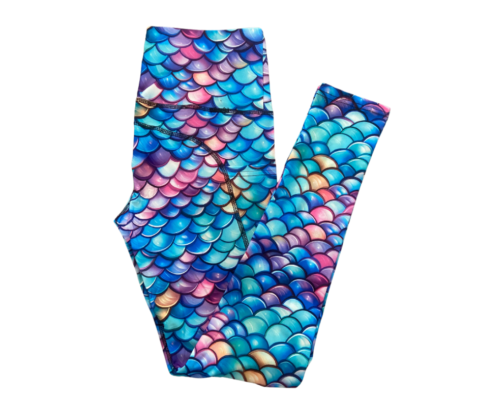 Mer Scales full length thigh pocket leggings