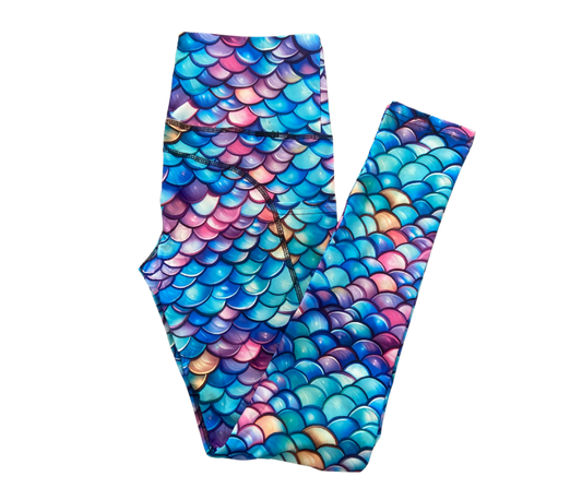 Mer Scales full length thigh pocket leggings