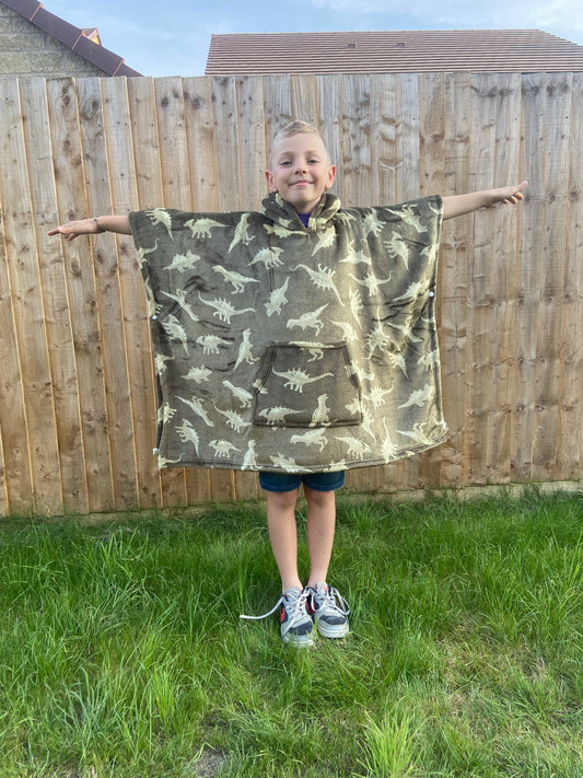 Kids Dinosaur Hooded Blanket