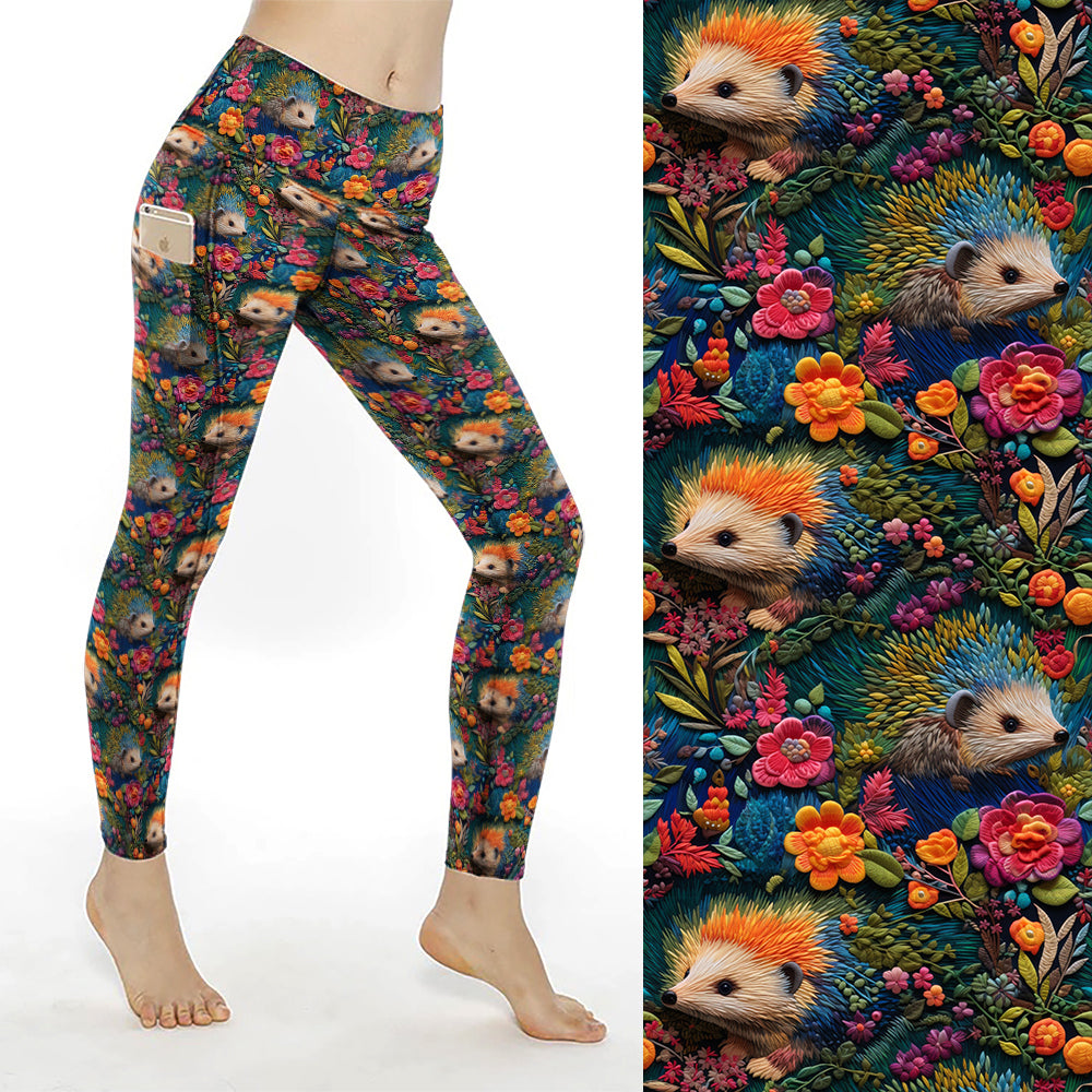 Preorder Autumn Hedgehog thigh pocket full length leggings, ends 25th August, available early October