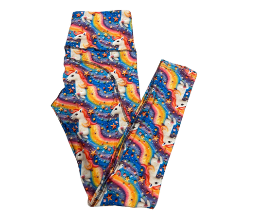 Rainbow unicorn full length thigh pocket leggings