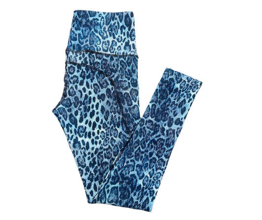 Denim Leopard full length thigh pocket leggings