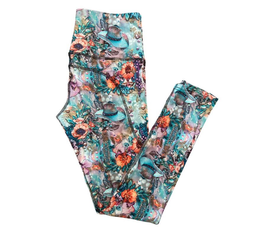 Boho Cowgirl full length thigh pocket leggings