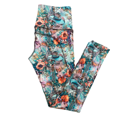 Boho Cowgirl full length thigh pocket leggings