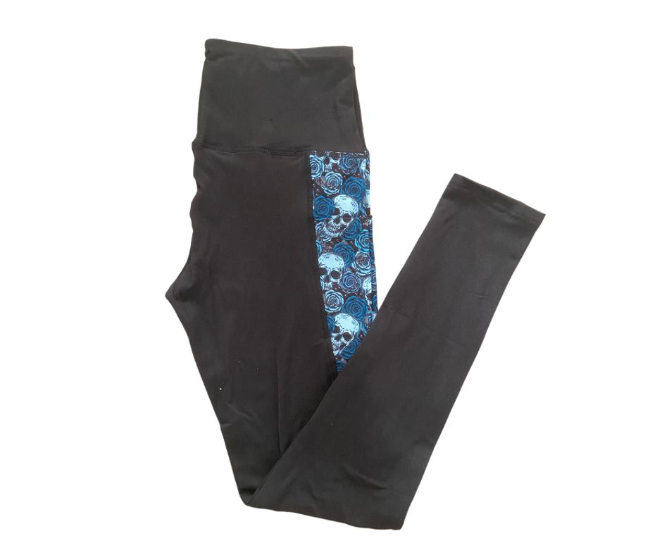 Blue Skull full length triangle pocket leggings