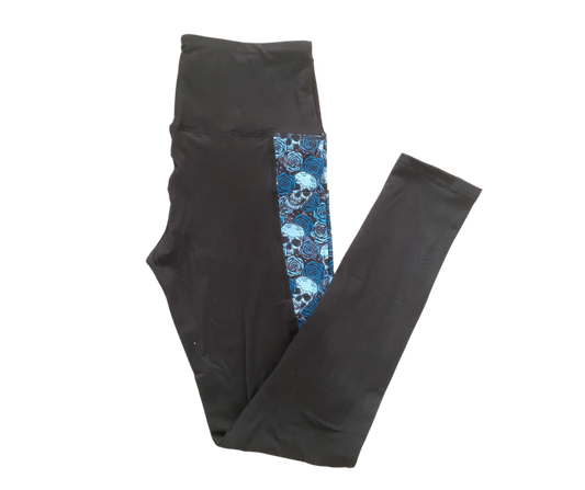 Blue Skull full length triangle pocket leggings