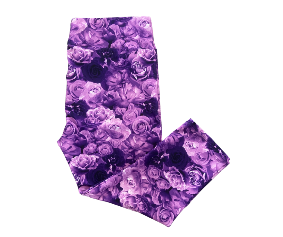 Purple Rose Capri Leggings