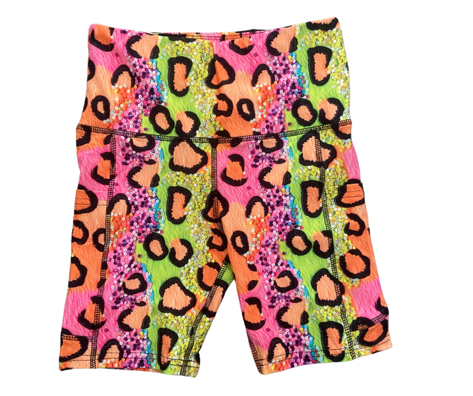 Neon Leopard thigh pocket shorts