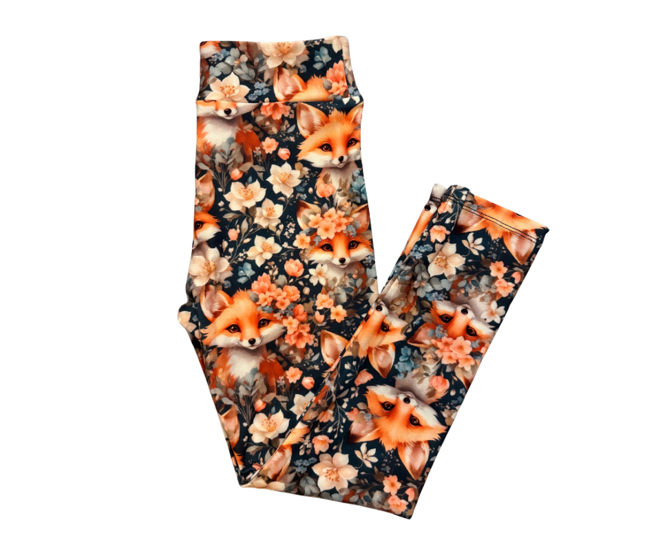 Kids Floral Fox full length leggings