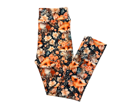 Kids Floral Fox full length leggings