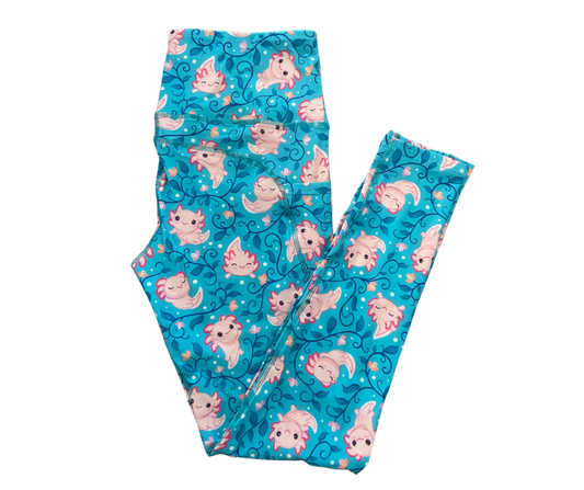 Happy Axolotl Thigh Pocket Full Length Leggings