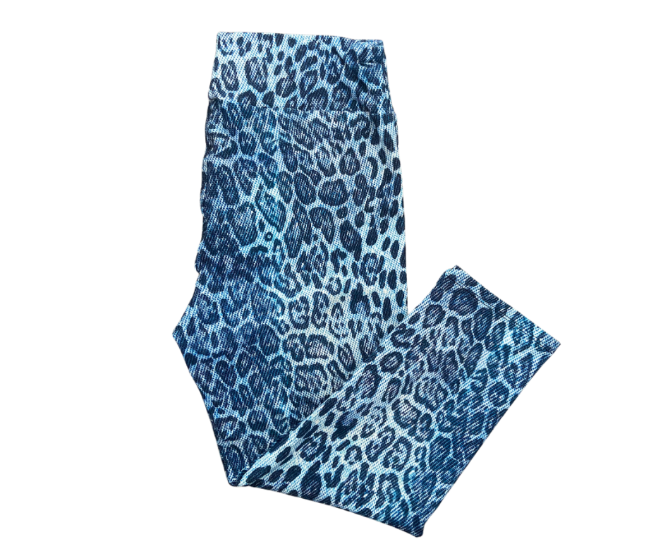 Denim Leopard Capri Leggings