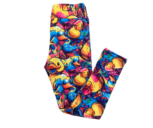 Kids Graffiti Ducks full length leggings