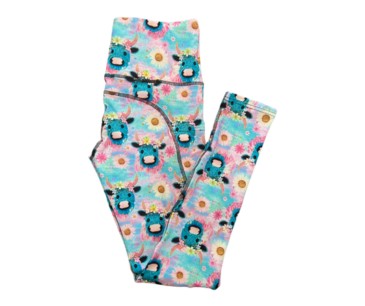 Highland Cow thigh pocket full length leggings