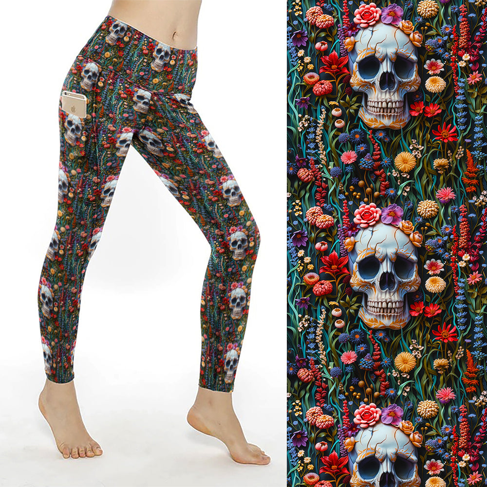 Preorder Skull Garden thigh pocket full length leggings, ends 25th August, available early October