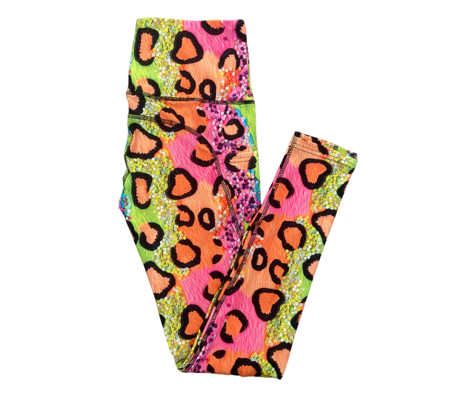 Neon Leopard full length thigh pocket leggings