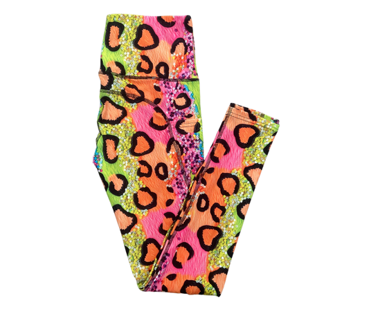 Neon Leopard full length thigh pocket leggings