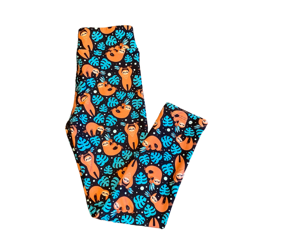 Kids Hanging Sloth Full Length Leggings