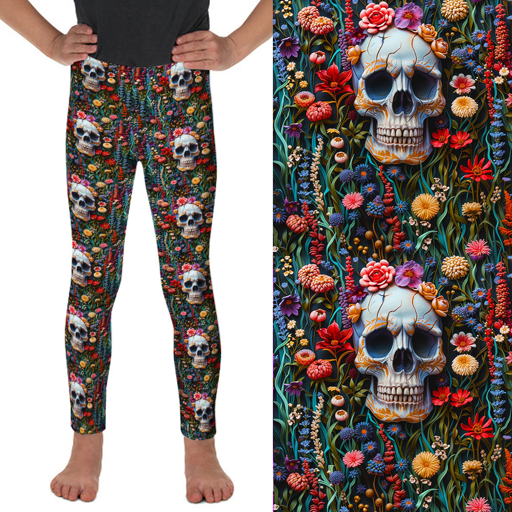 Preorder Kids Skull Garden full length leggings, ends 25th August, available early October