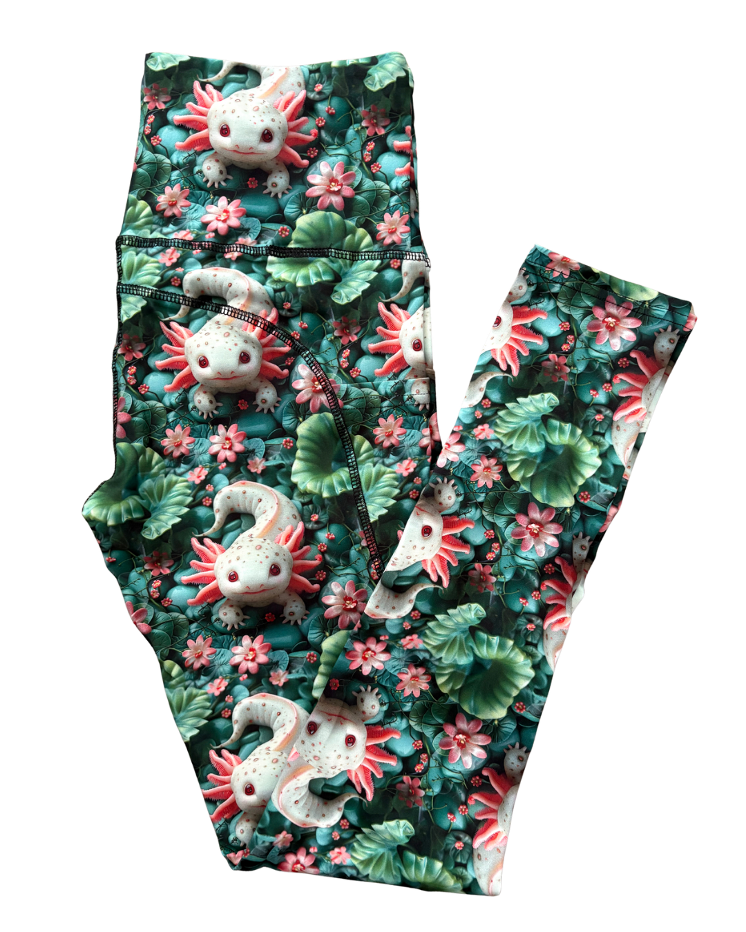 Axolotl Oasis full length thigh pocket leggings