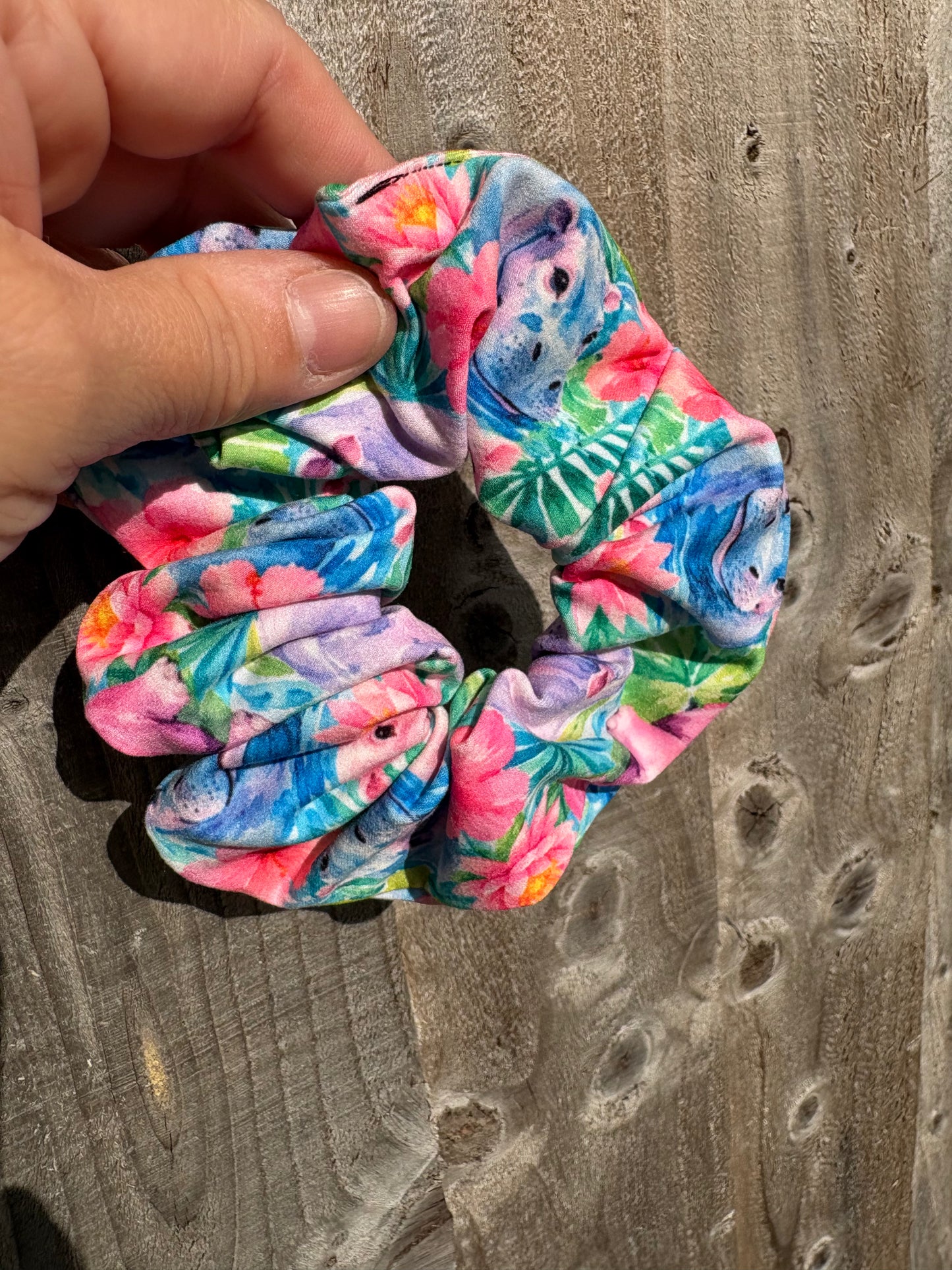 Happy Hippos hair scrunchie