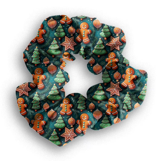 Preorder Gingerbread Forest hair scrunchie. Ends 31st October, available early to mid December