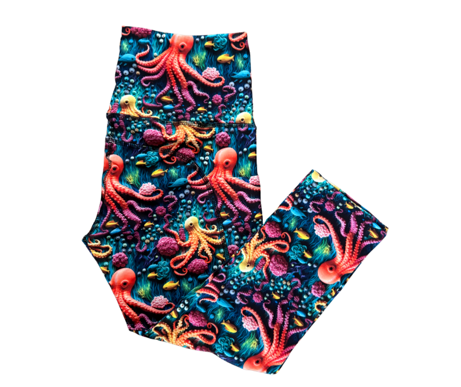 Octopus thigh pocket Capri leggings
