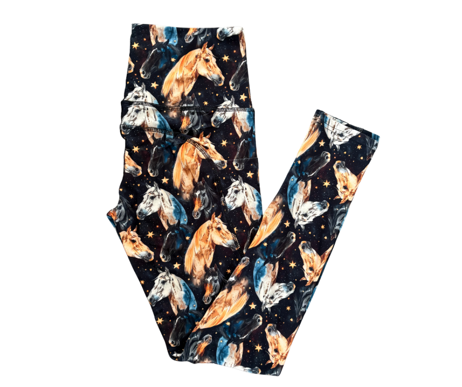 Horse full length thigh pocket leggings