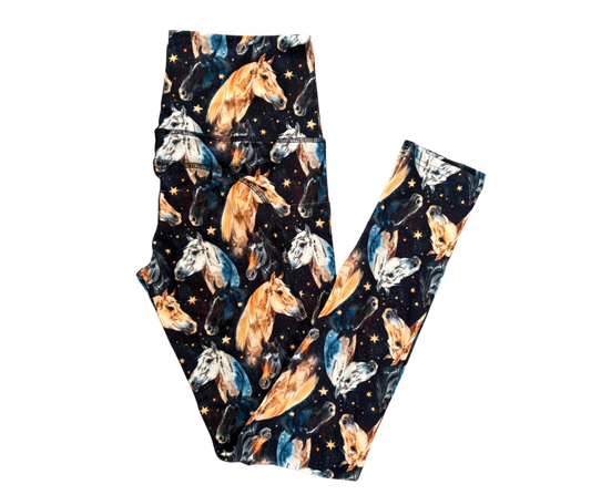 Horse full length thigh pocket leggings