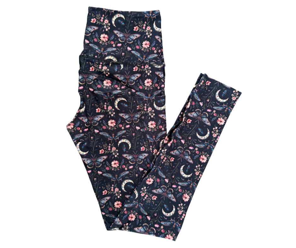 Night Garden full length thigh pocket leggings