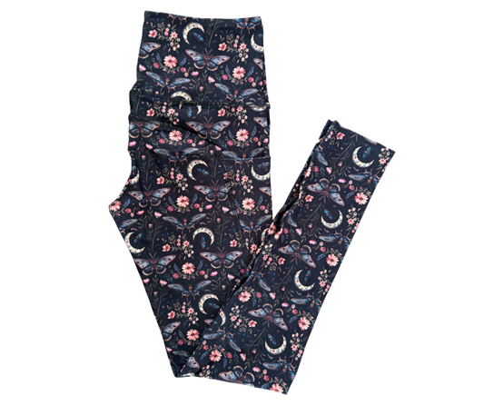Night Garden full length thigh pocket leggings