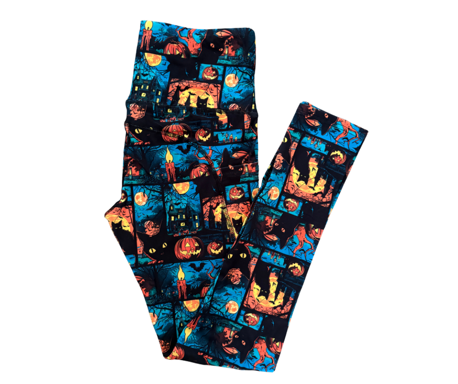 Halloween full length thigh pocket leggings